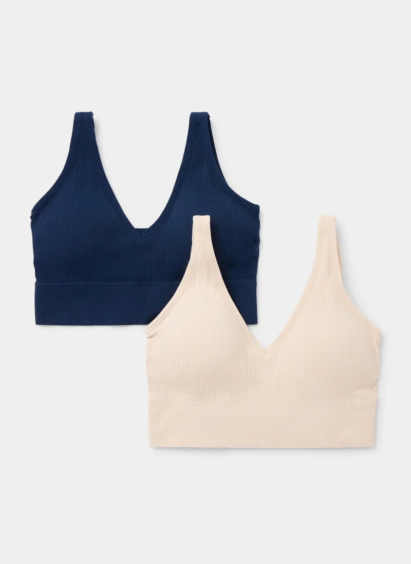 Matalan 2 Pack Navy & Nude Seamless Bralettes